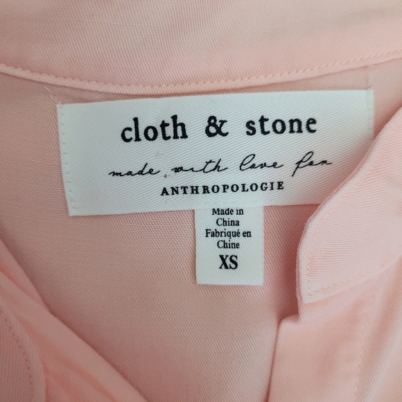 Anthropologie Cloth and Stone Peach Boxy Button Down Shirt with Flutter Sleeves - Picture 2 of 4